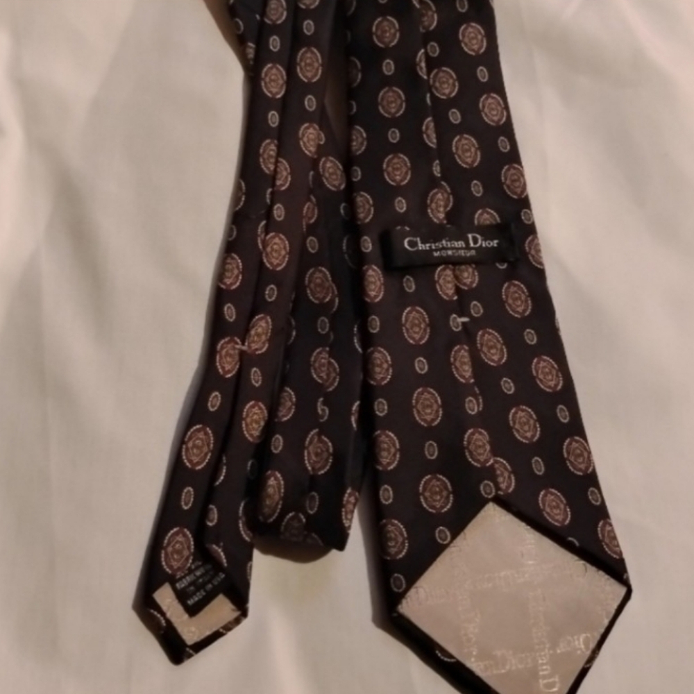 Dior Black and Brown Geometric Men's Tie